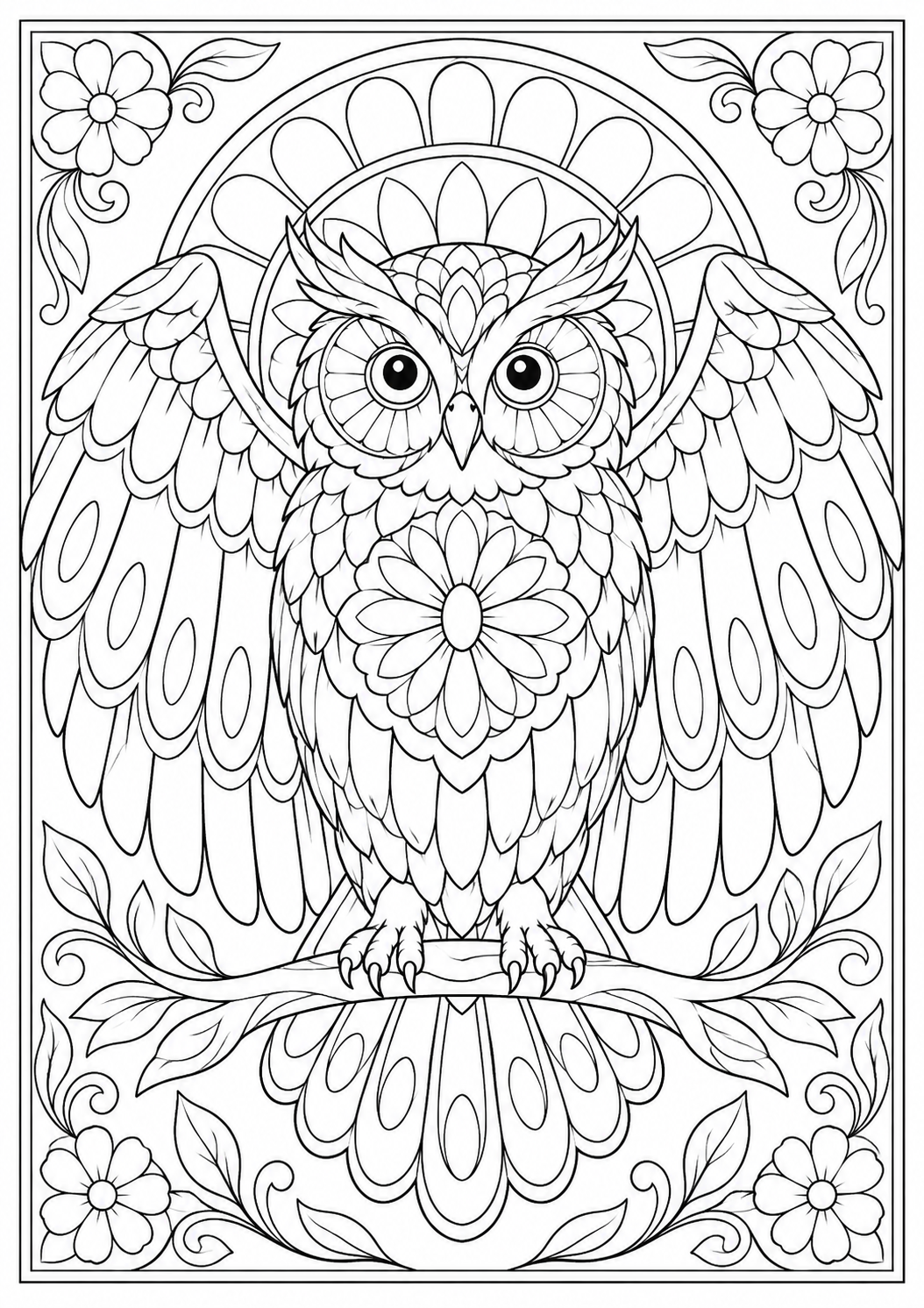 The owl’s patterned wings