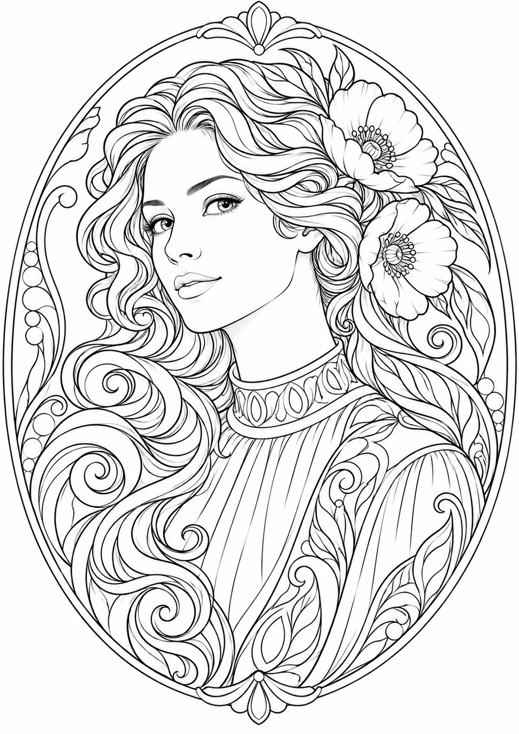 Human Figures & Patterns — black and white colouring pages