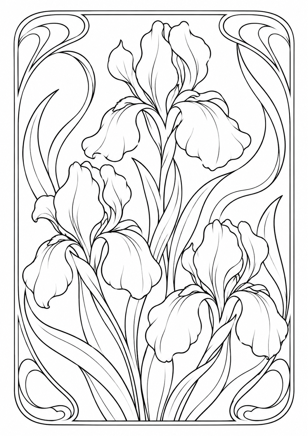 Iris art nouveau panel