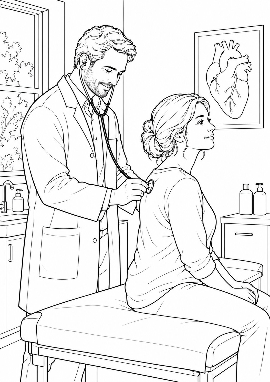 People at Work — black and white colouring pages