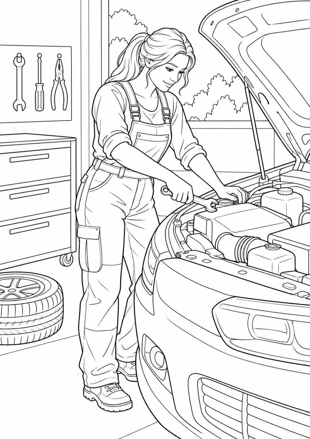 The mechanic in the garage
