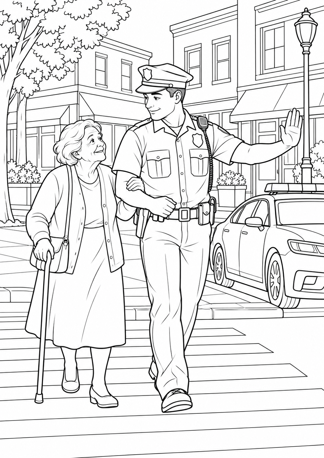 The police officer helping in town