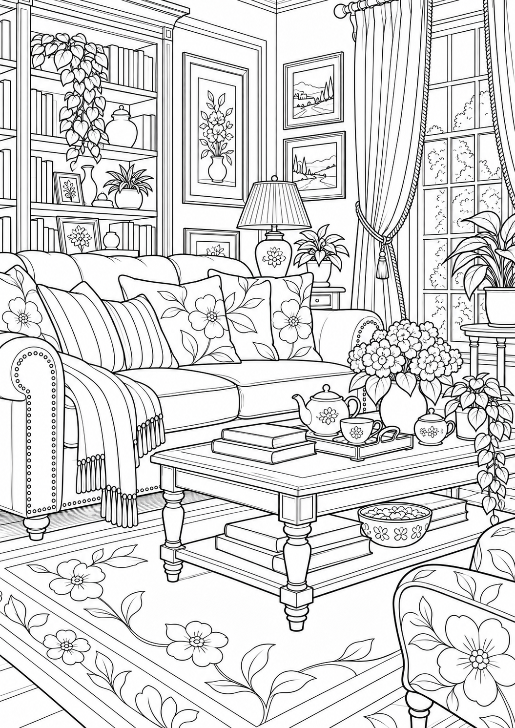House — black and white colouring pages