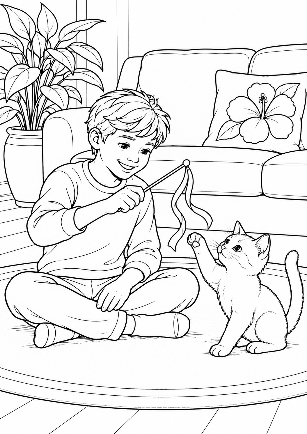 A kitten and a ribbon