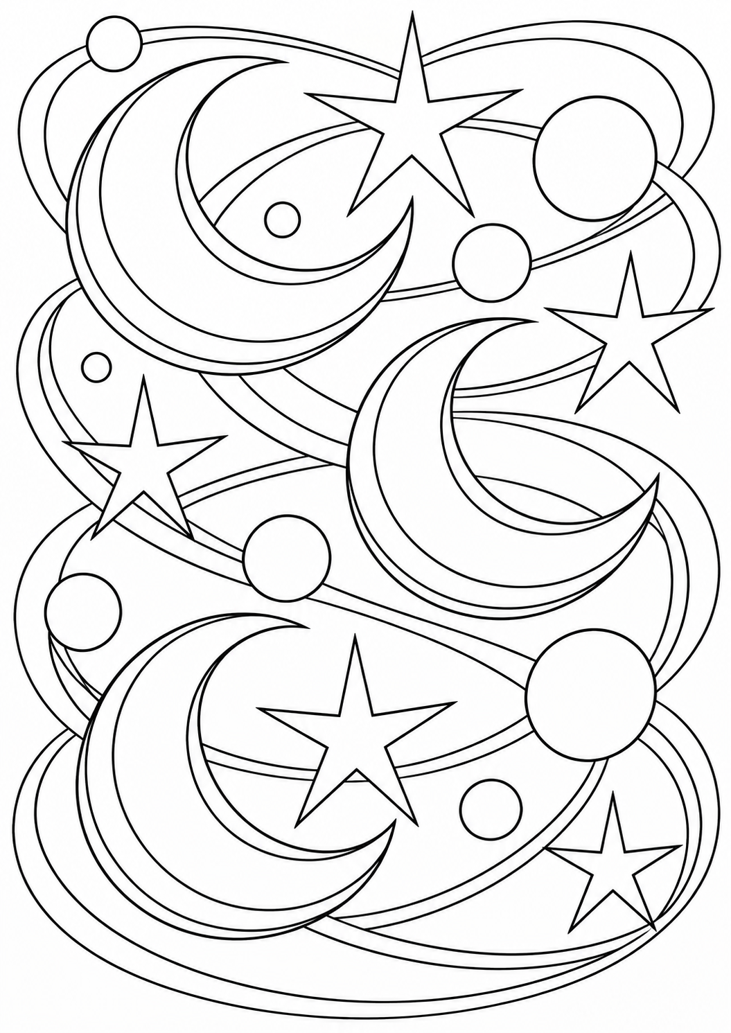 Moon and stars